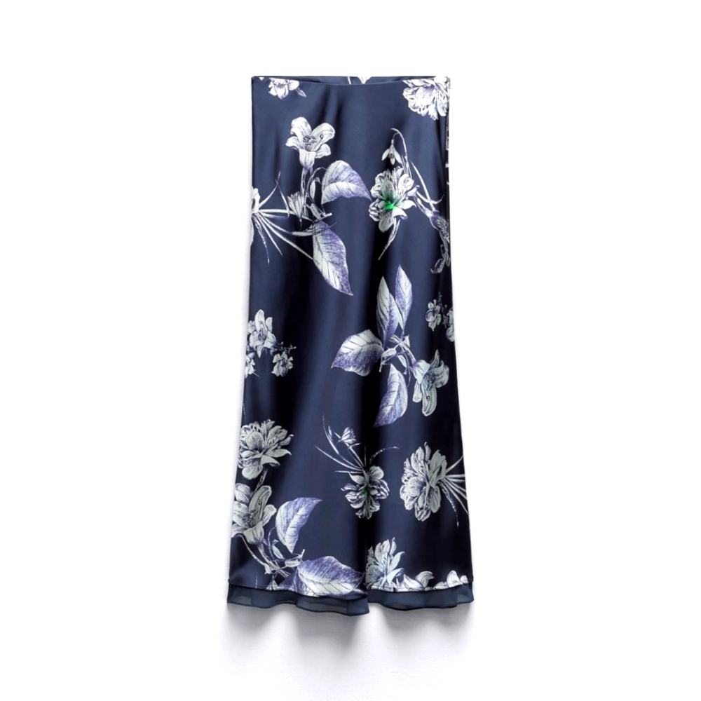 BNWT! Zara Printed satin effect midi skirt - Picture 2 of 6